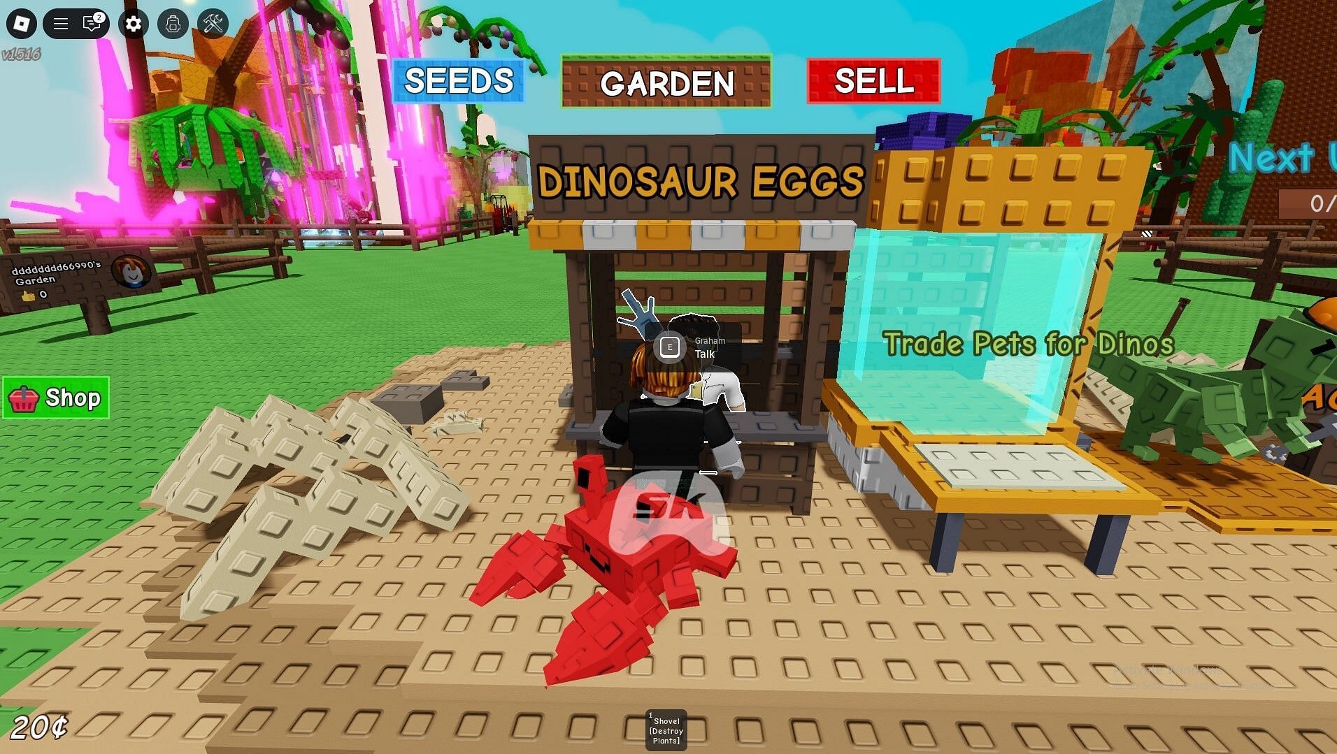 Graham in the Dinosaur Eggs stall (Image via Sportskeeda Gaming || Roblox)